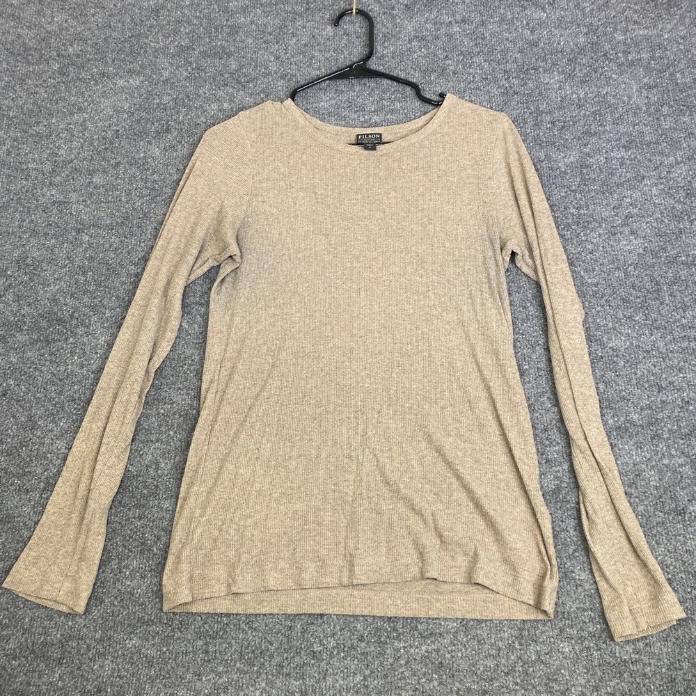 Filson Womens Ribbed Long Sleeve Knit Top Heather Taupe FCOP010045 Size M